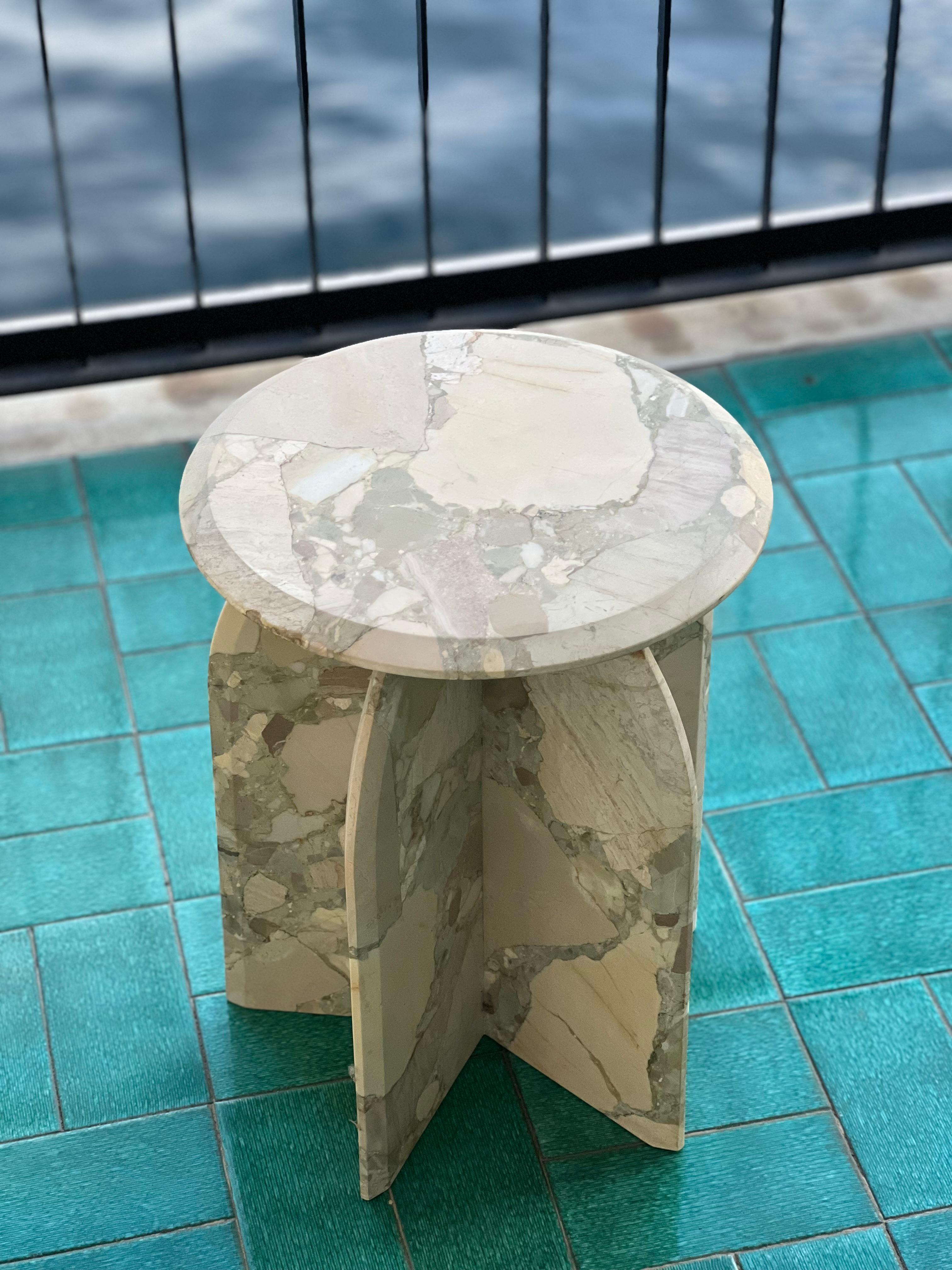 Sculptural side table  Palladio in Breccia Marble, Italian Collectible Design For Sale 6