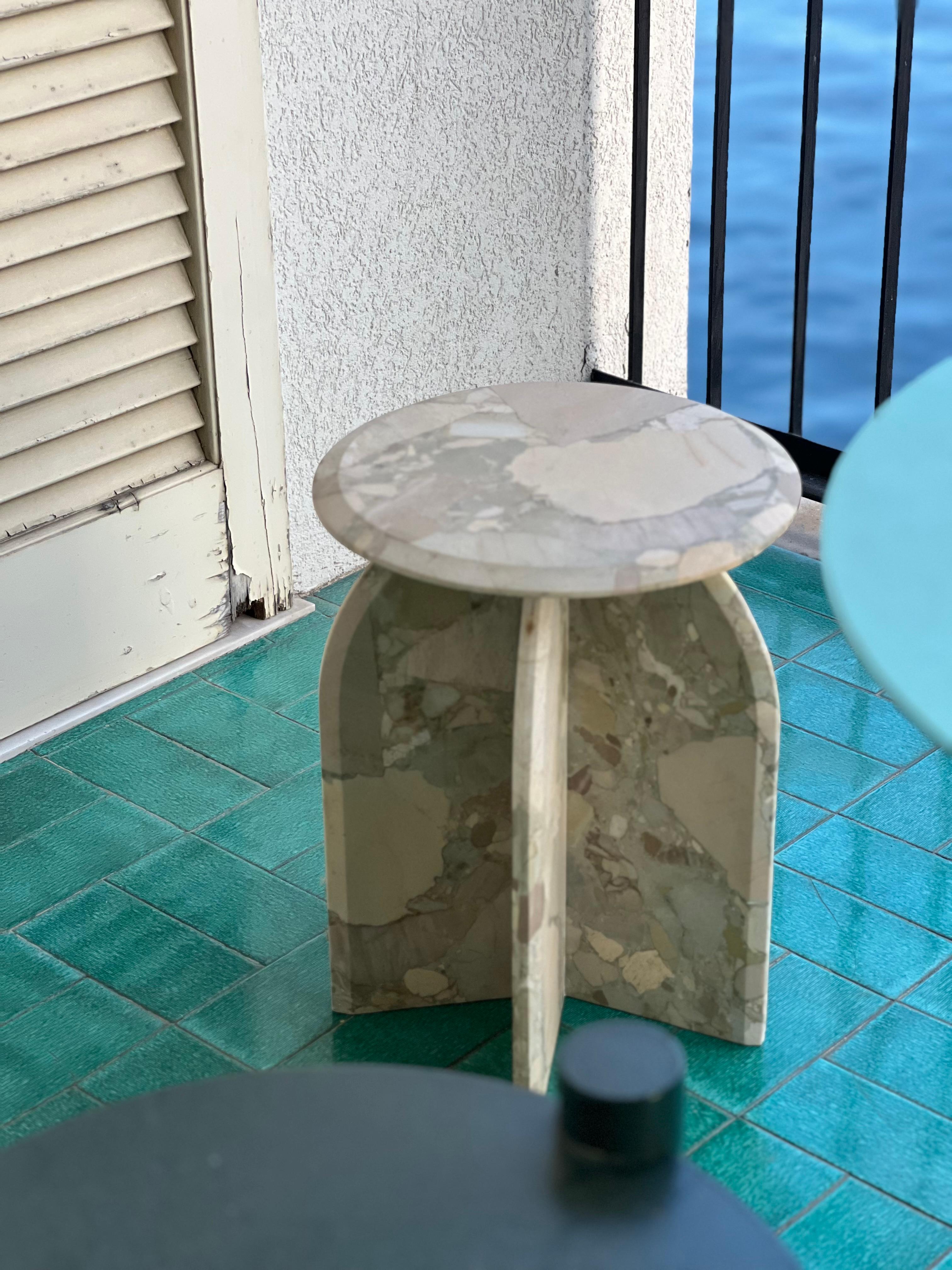 Sculptural side table  Palladio in Breccia Marble, Italian Collectible Design For Sale 7