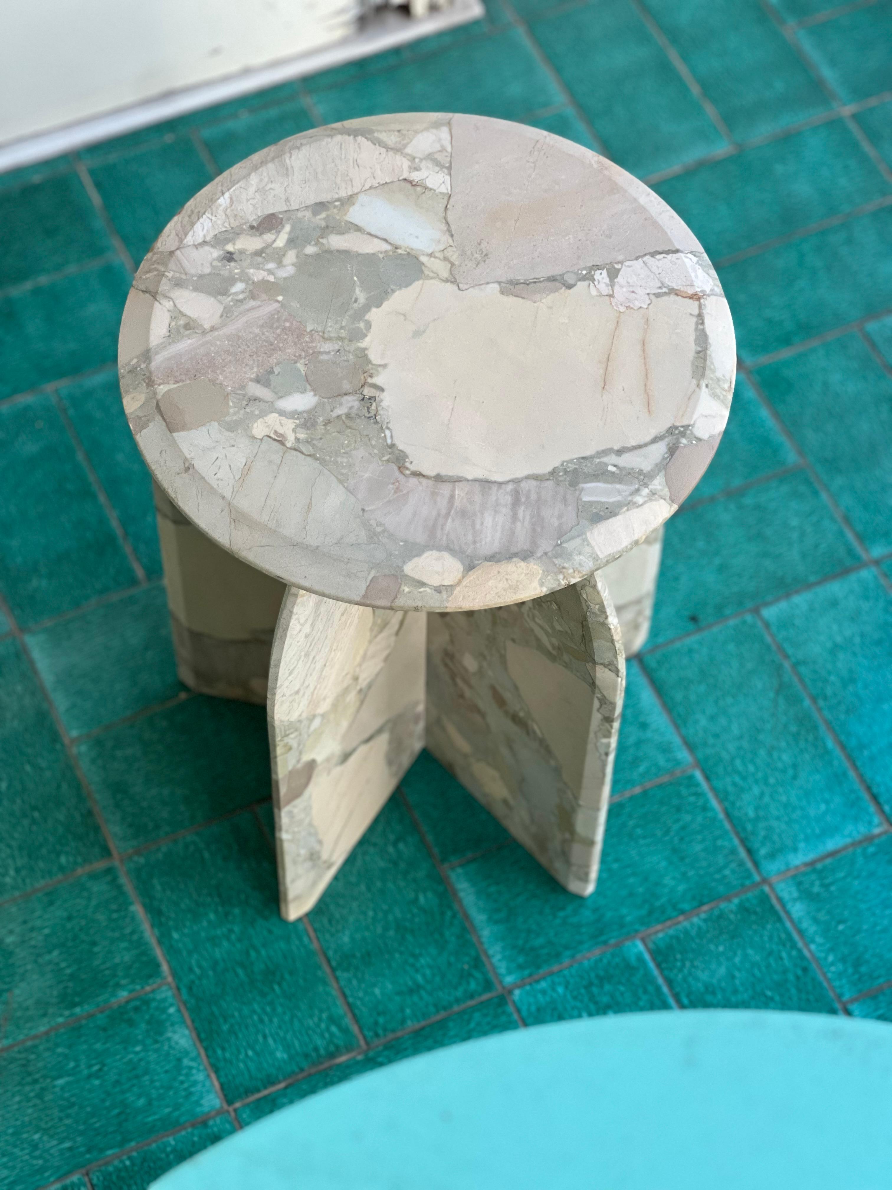 Sculptural side table  Palladio in Breccia Marble, Italian Collectible Design For Sale 8