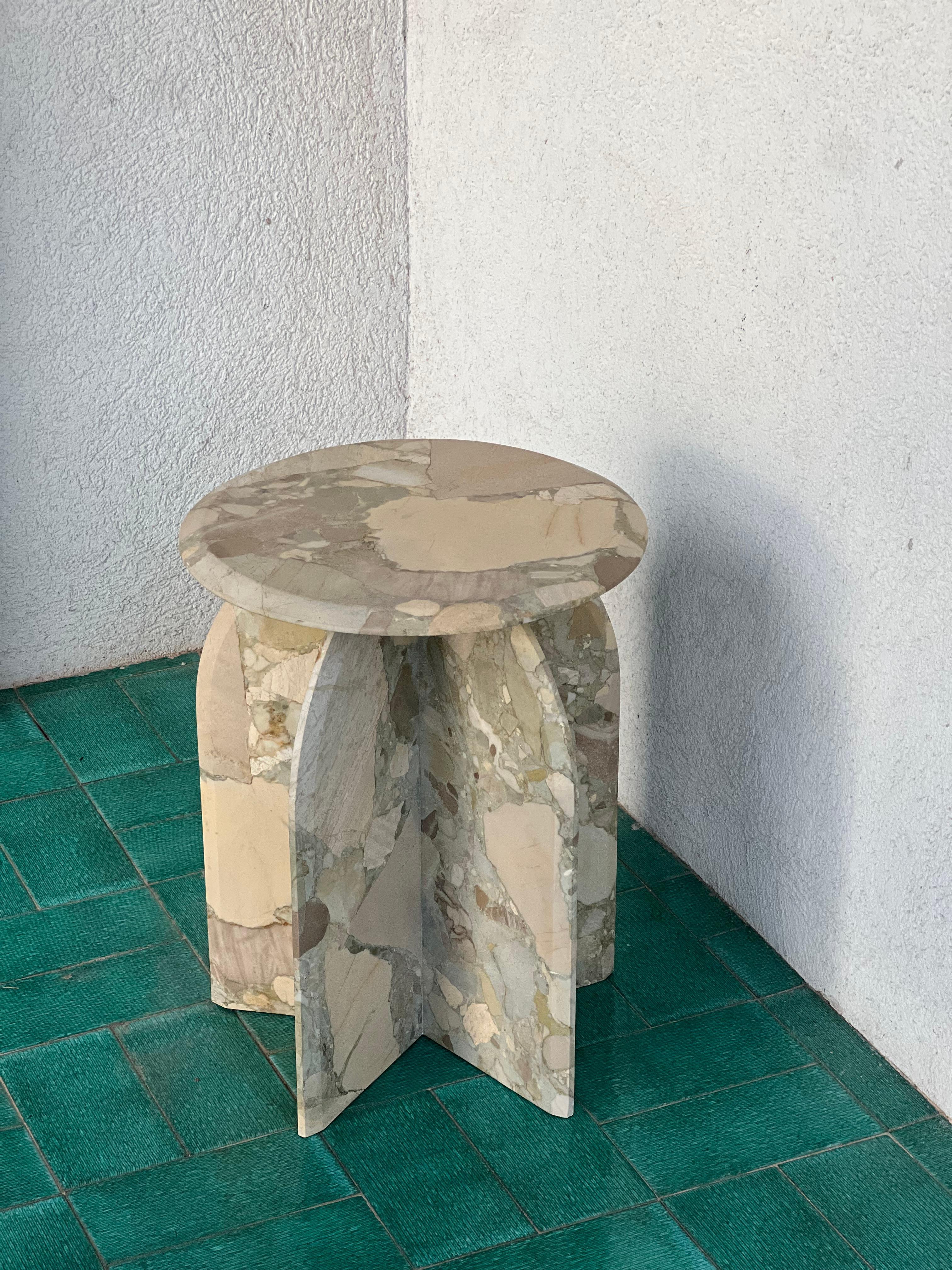 Sculptural side table  Palladio in Breccia Marble, Italian Collectible Design For Sale 9