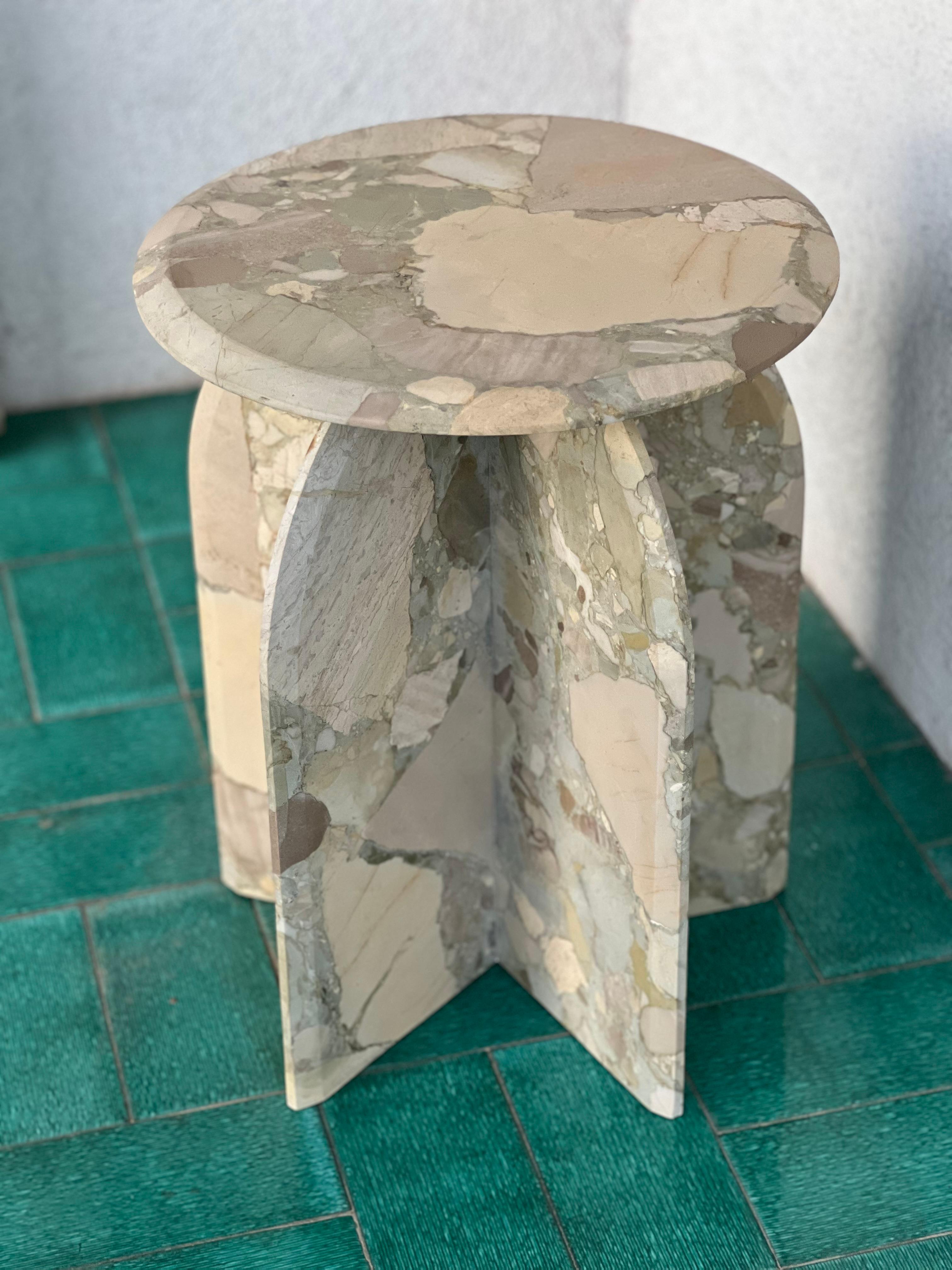 Sculptural side table  Palladio in Breccia Marble, Italian Collectible Design For Sale 10