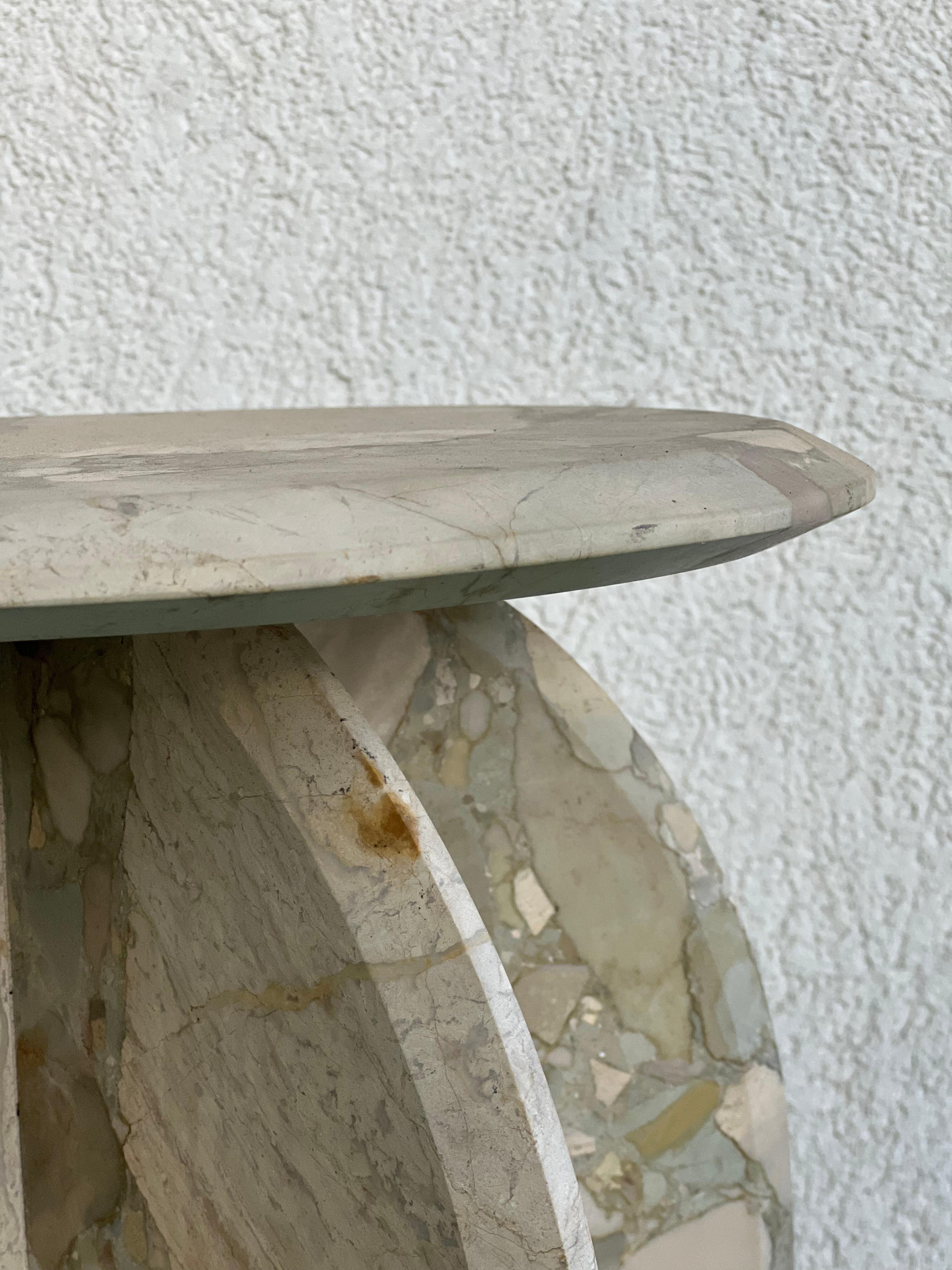 Sculptural side table  Palladio in Breccia Marble, Italian Collectible Design For Sale 11