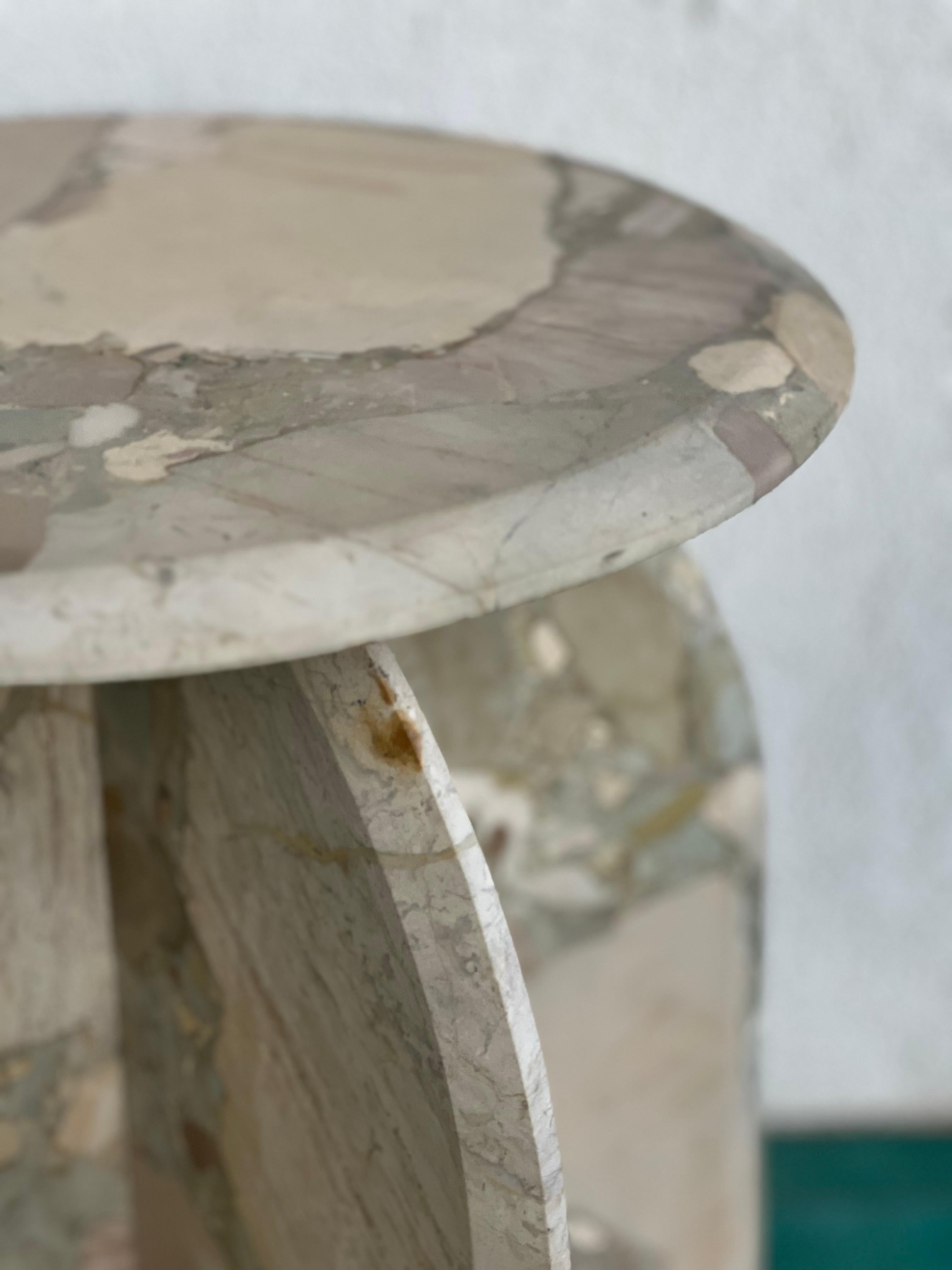 Sculptural side table  Palladio in Breccia Marble, Italian Collectible Design For Sale 13