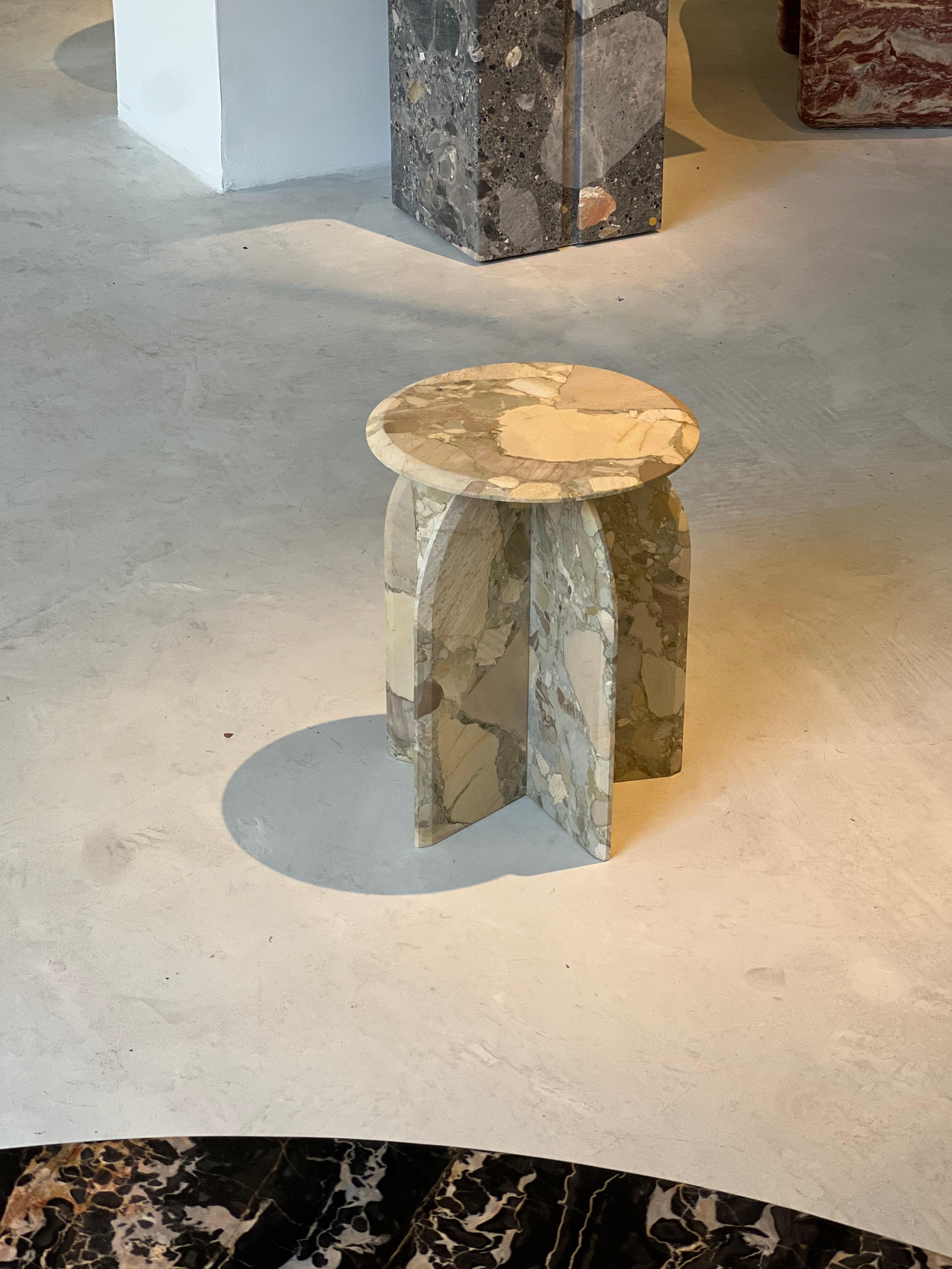 Sculptural side table  Palladio in Breccia Marble, Italian Collectible Design For Sale 14