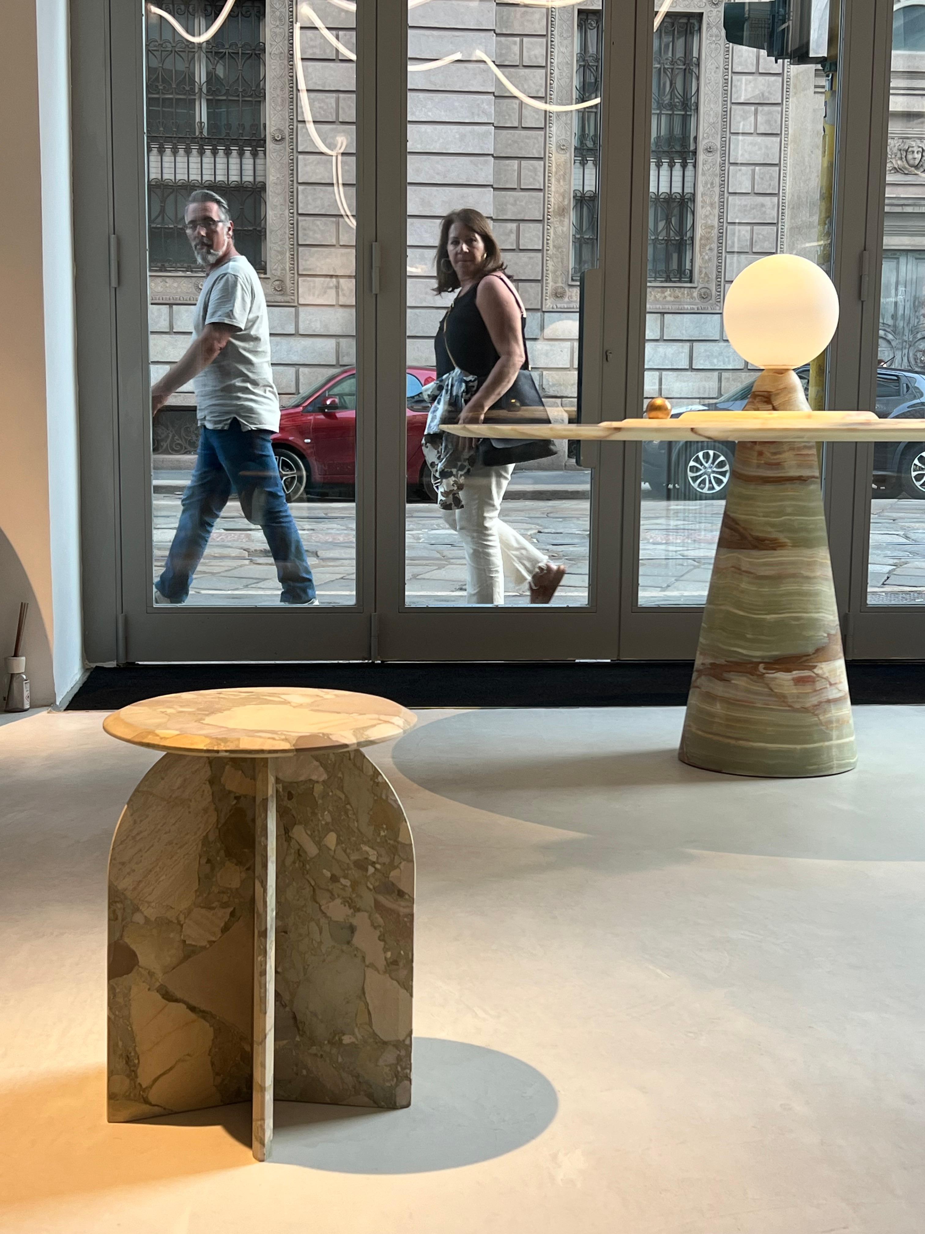 Sculptural side table  Palladio in Breccia Marble, Italian Collectible Design For Sale 15