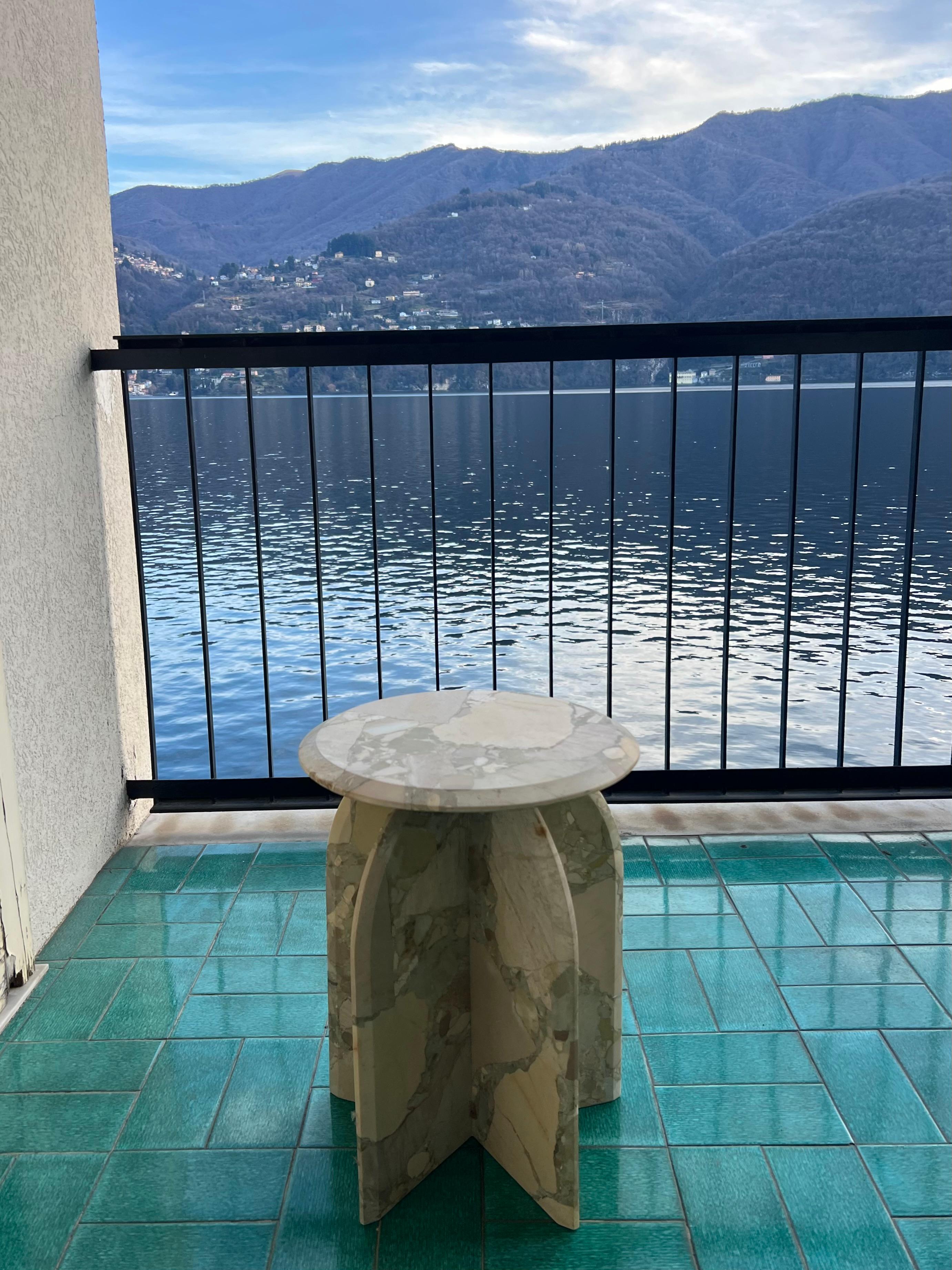 Sculptural side table  Palladio in Breccia Marble, Italian Collectible Design In New Condition For Sale In Milano, IT
