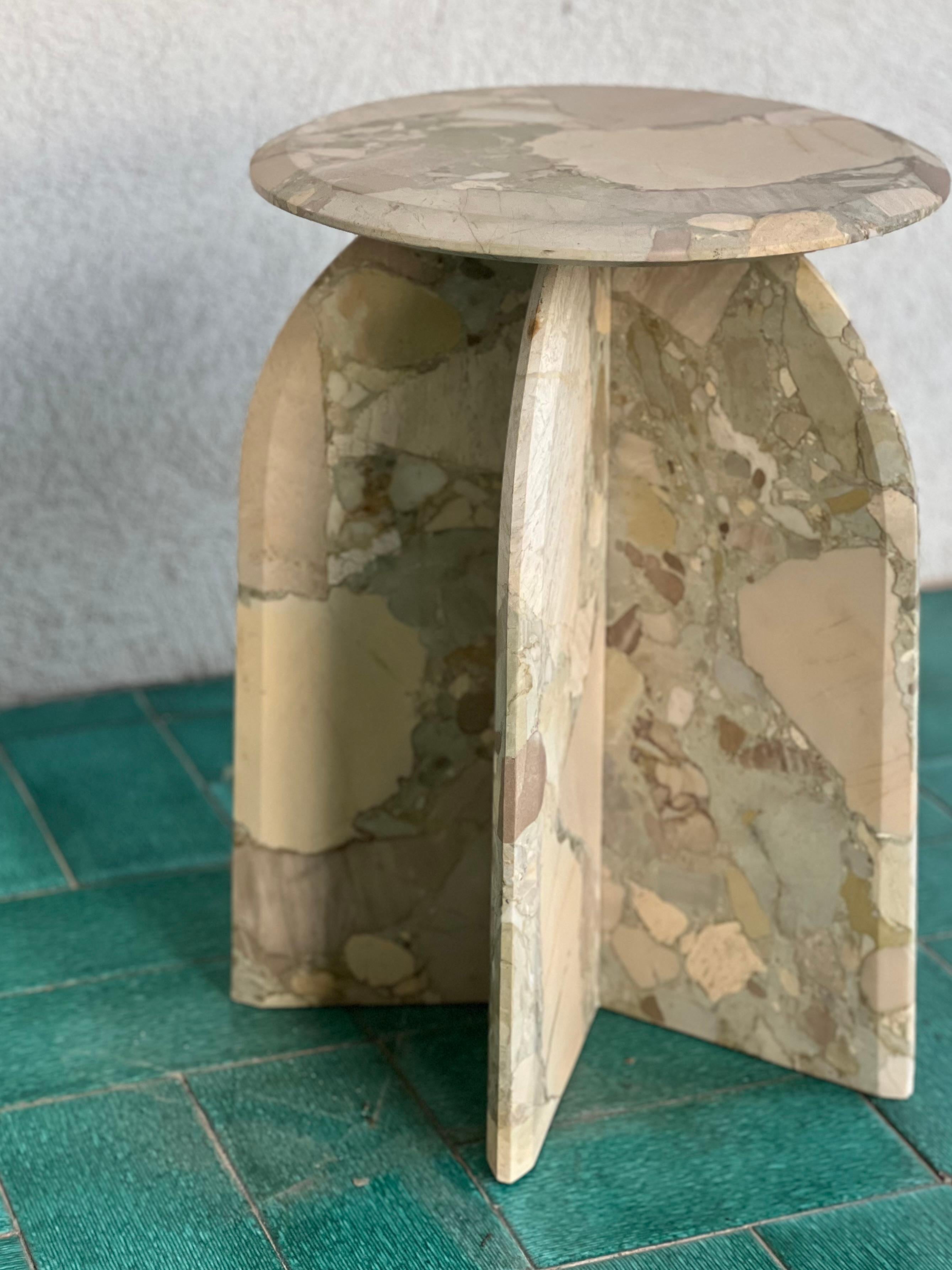 Sculptural side table  Palladio in Breccia Marble, Italian Collectible Design For Sale 2