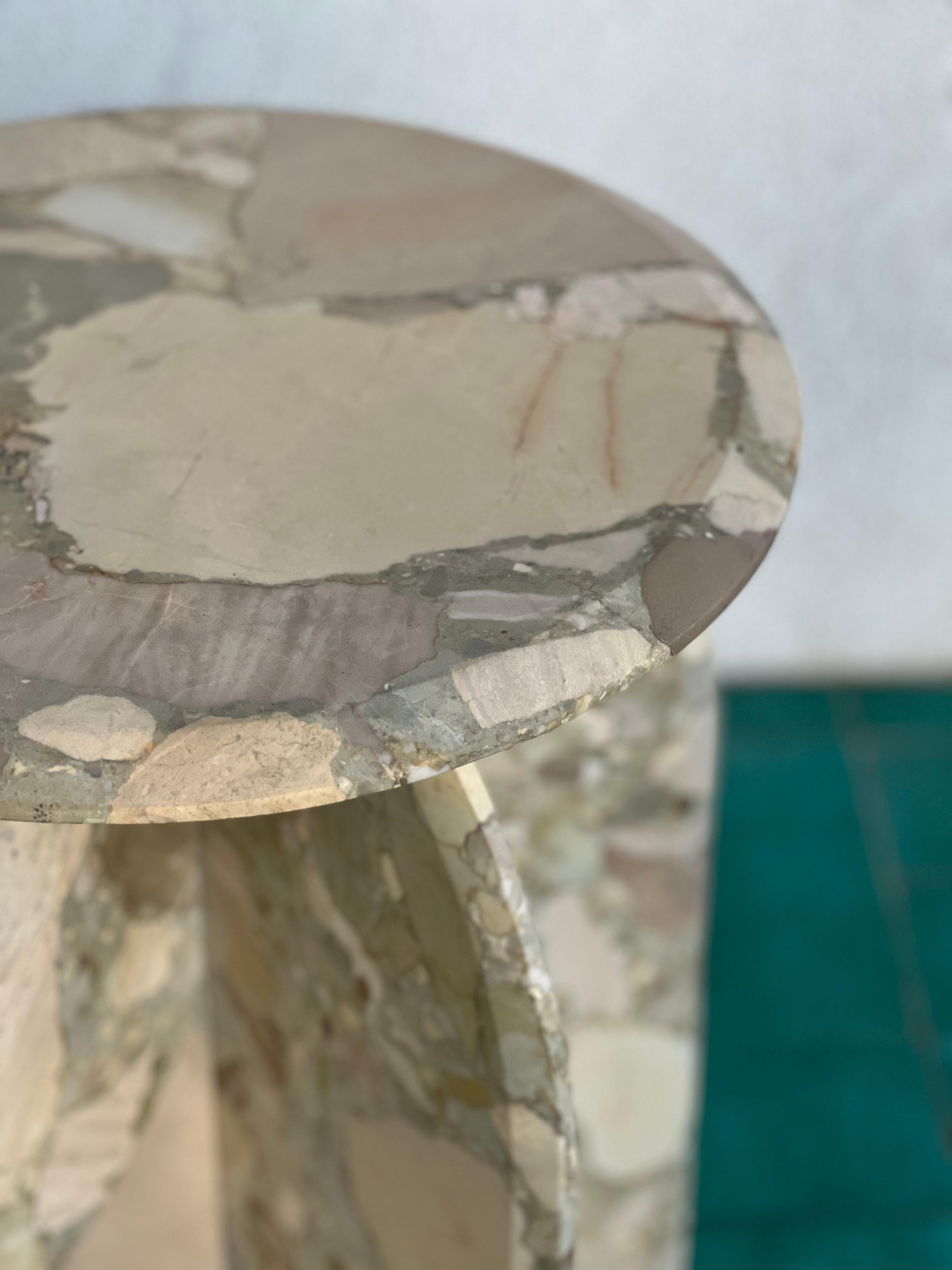 Sculptural side table  Palladio in Breccia Marble, Italian Collectible Design For Sale 3