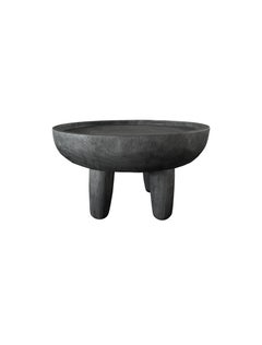 Sculptural Side Table Solid Mango Wood, Burnt Finish