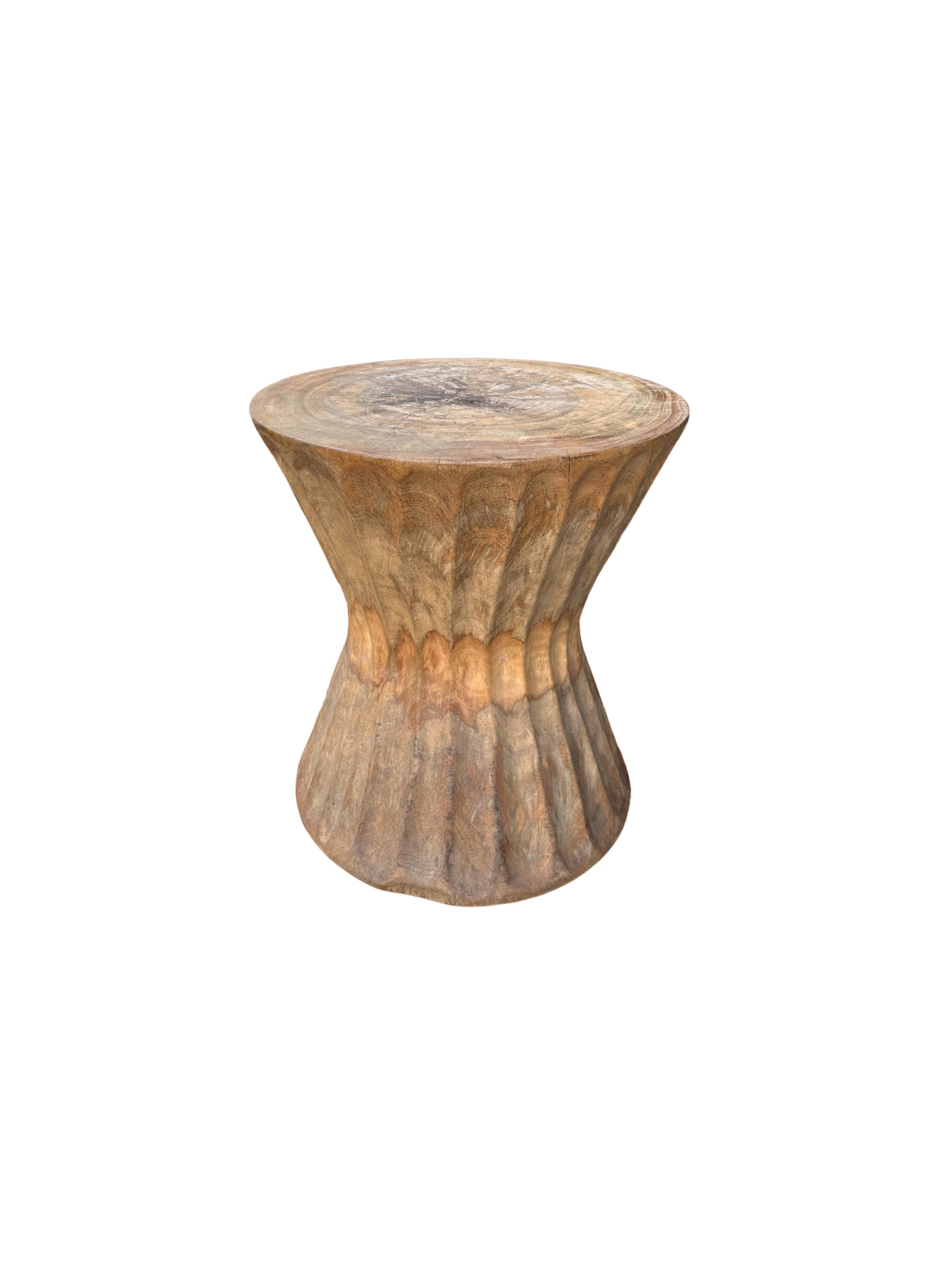 carved mango wood side table
