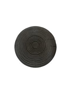 Sculptural Side Table Solid Mango Wood, Carved Ribbed Detailing & Burnt Finish