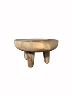 Sculptural Round Side Table in Solid Mango Wood, Organic Modern Design