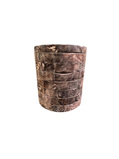 Hand-Crafted Round Side Table in Mango Wood, Organic Modern Design
