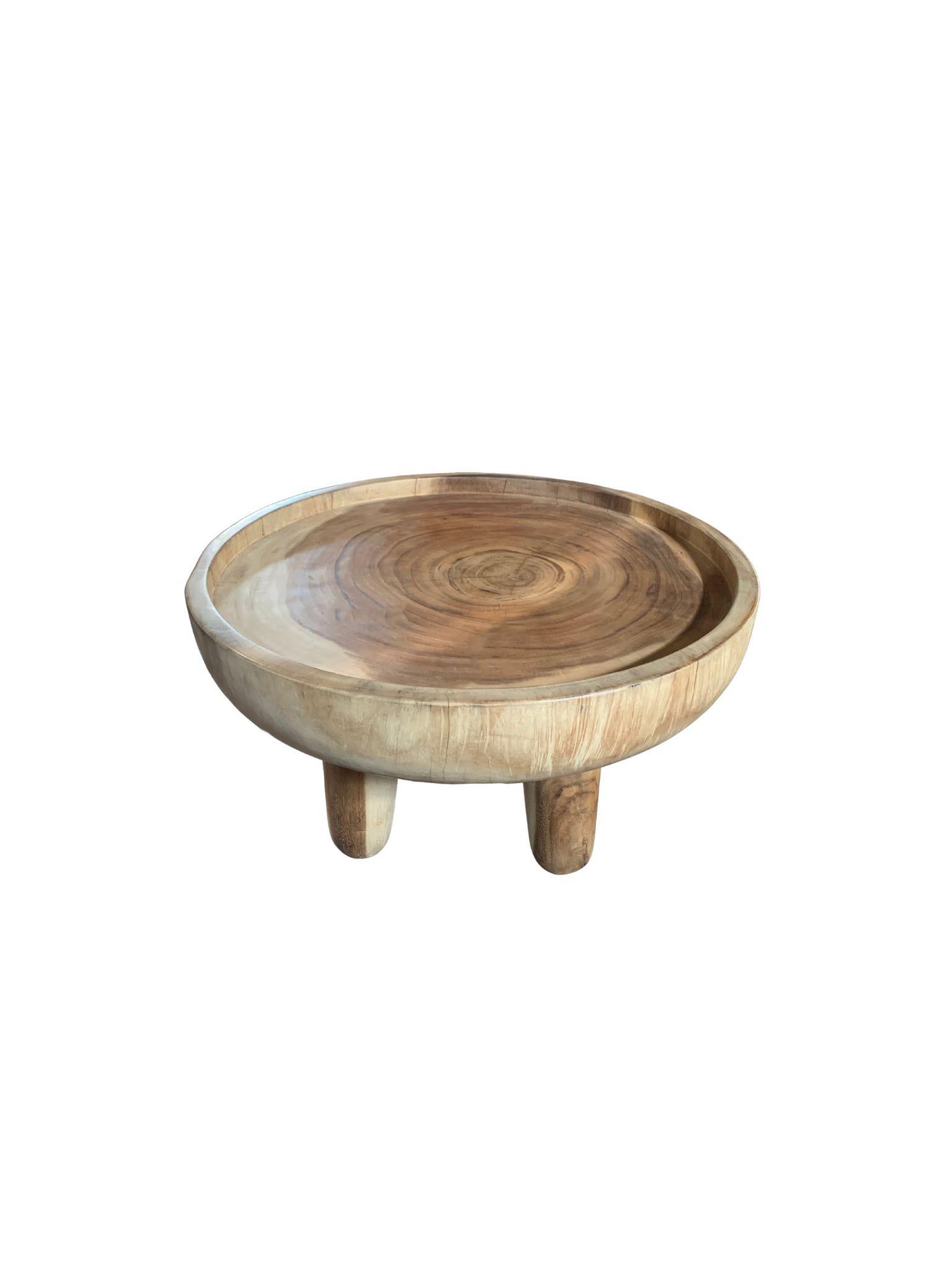 Organic Modern Sculptural Side Table Solid Mango Wood For Sale