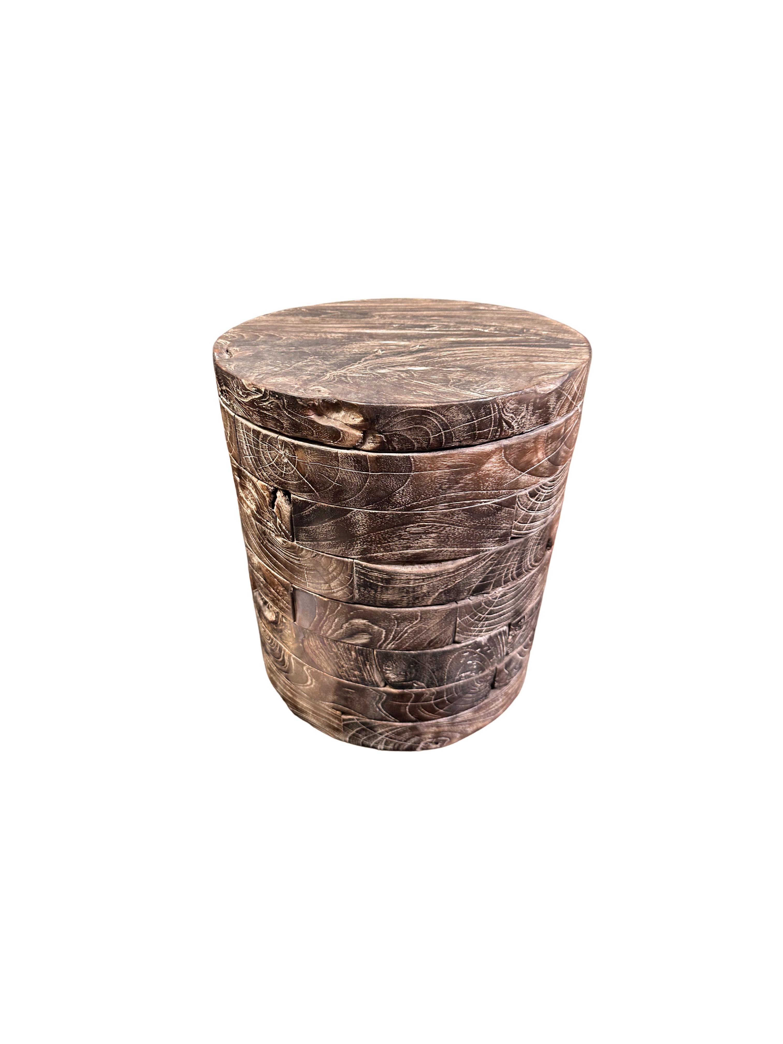 Organic Modern Sculptural Side Table, Solid Mango Wood For Sale