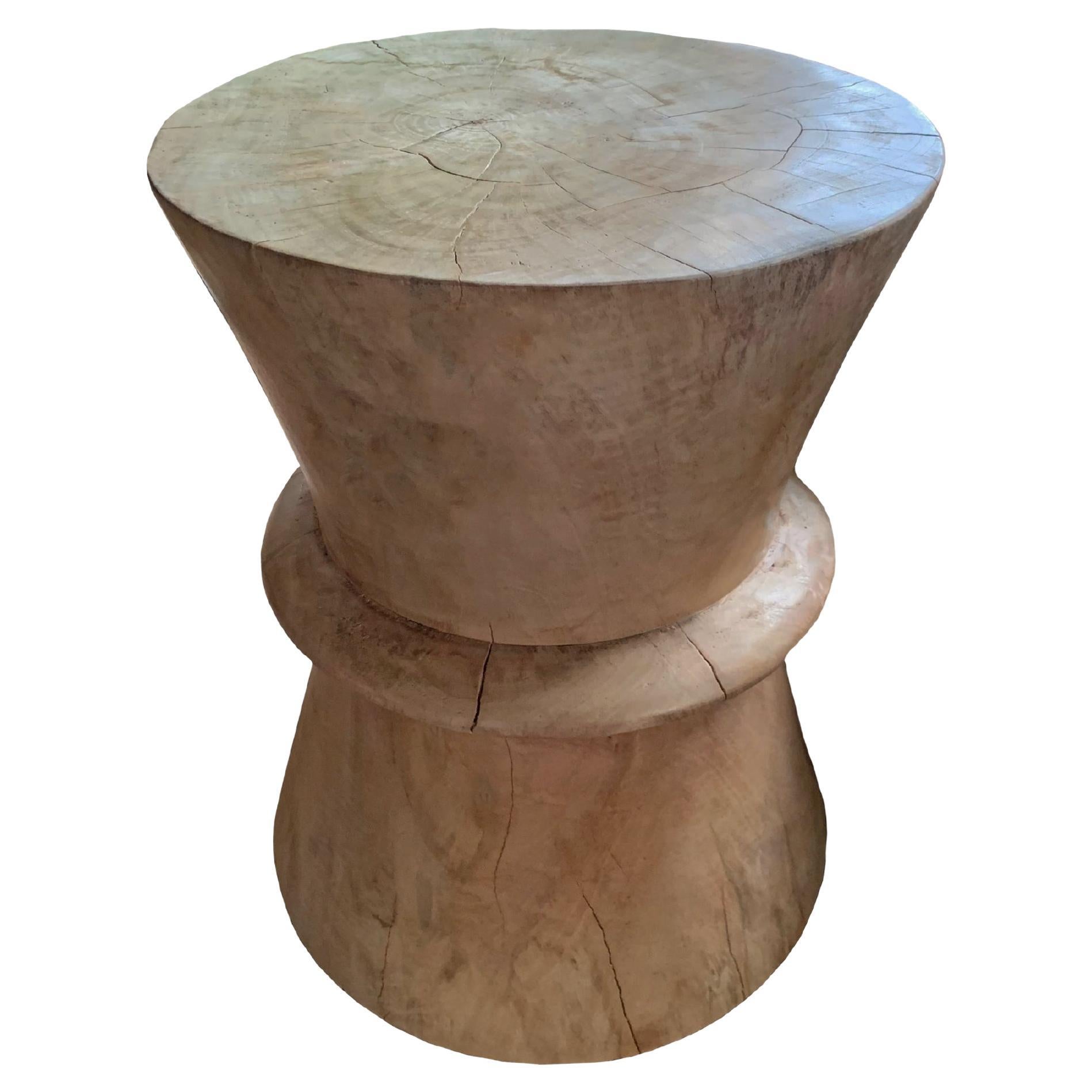 Sculptural Side Table Solid Mango Wood For Sale
