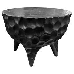 Sculptural Side Table Solid Mango Wood, Hand-Hewn Detailing, Modern Organic