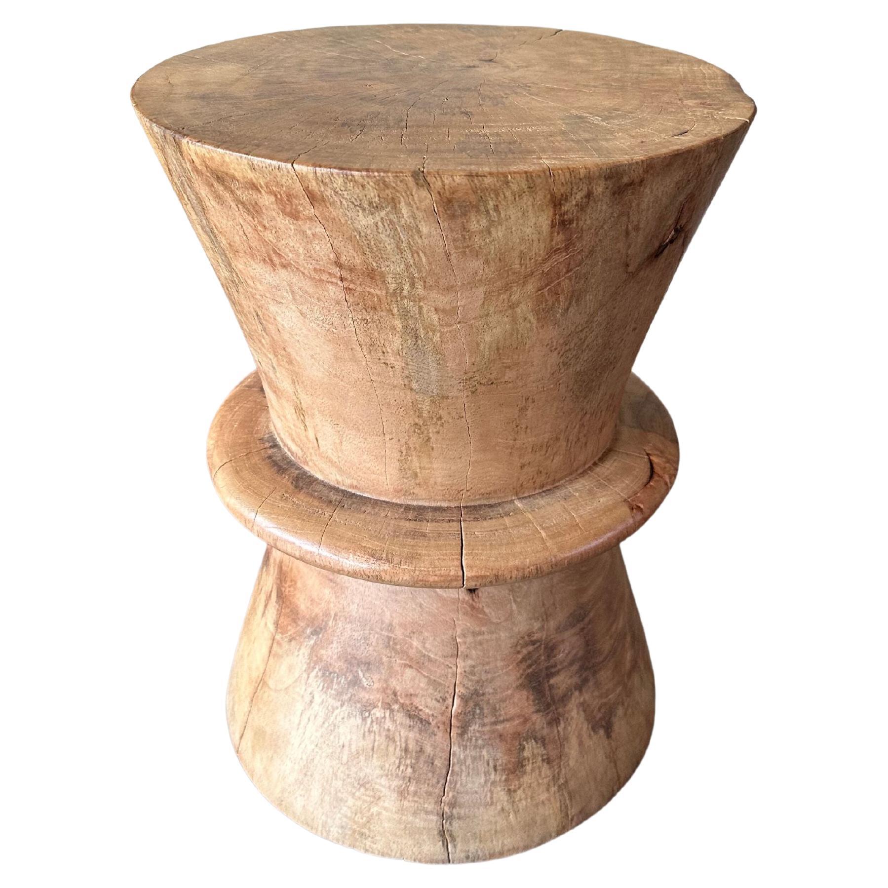 Sculptural Side Table Solid Mango Wood, Modern Organic For Sale