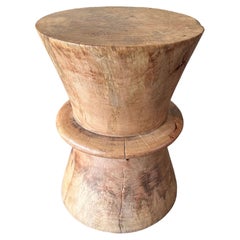 Sculptural Side Table Solid Mango Wood, Modern Organic