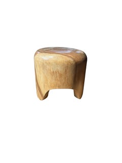 Sculptural Side Table Solid Mango Wood with Arched Legs
