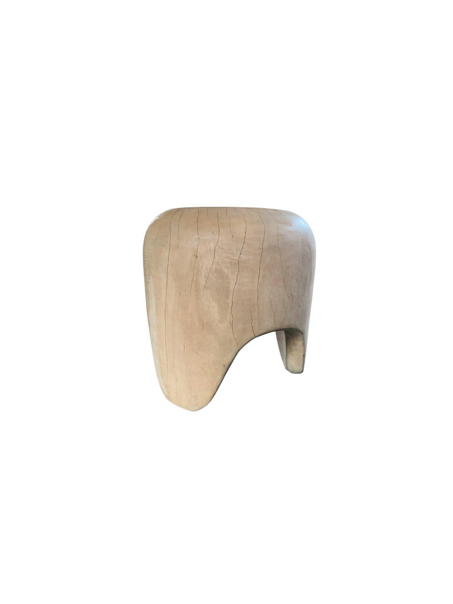 Indonesian Sculptural Side Table Solid Mango Wood with Arched Legs For Sale