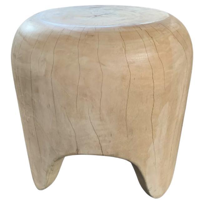 Sculptural Side Table Solid Mango Wood with Arched Legs For Sale