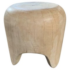 Sculptural Side Table Solid Mango Wood with Arched Legs