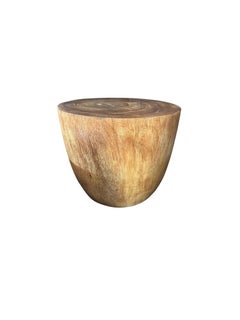Sculptural Side Table Solid Suar Wood, Natural Finish