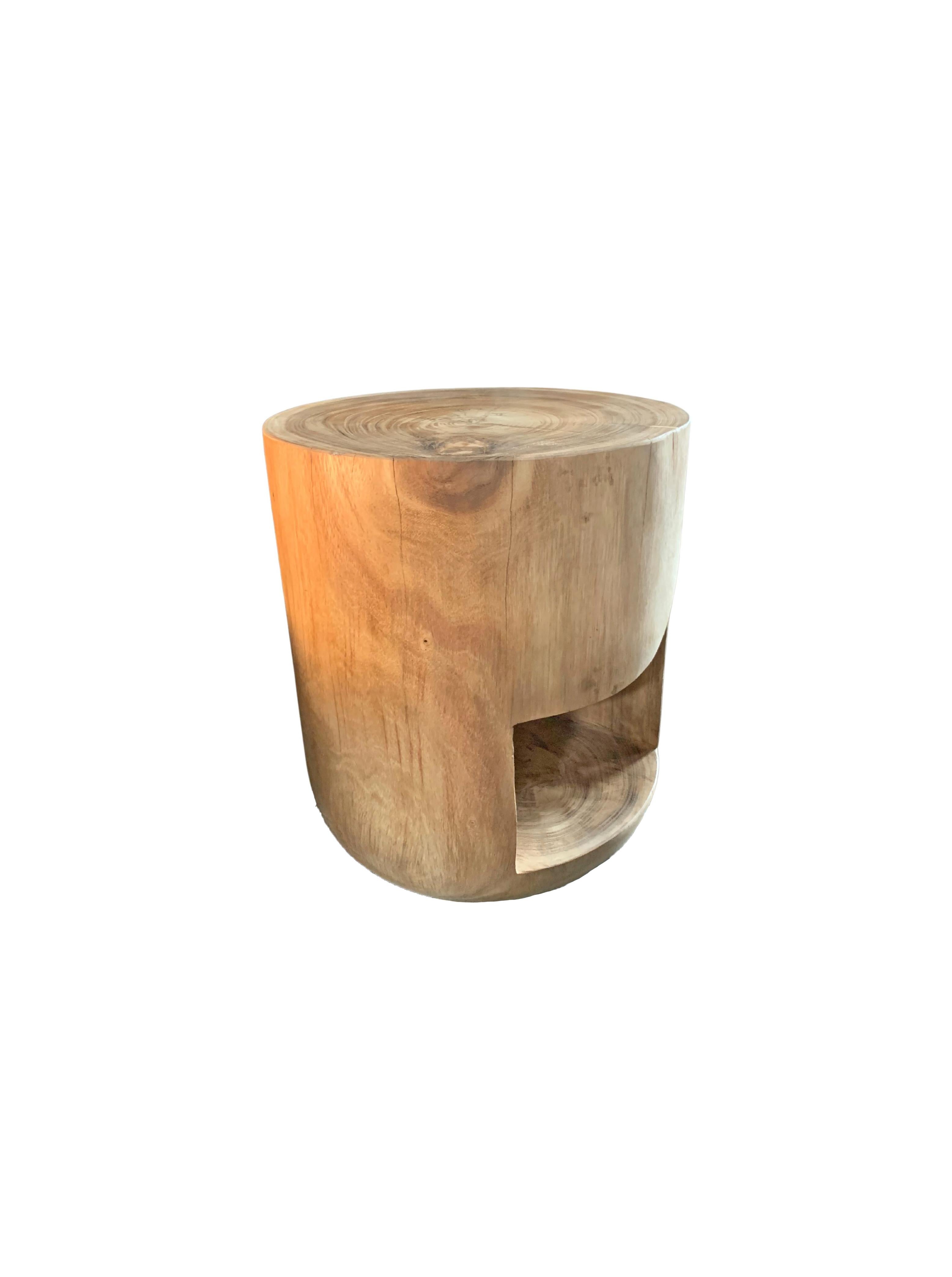 Organic Modern Sculptural Side Table / Stool Solid Mango Wood For Sale