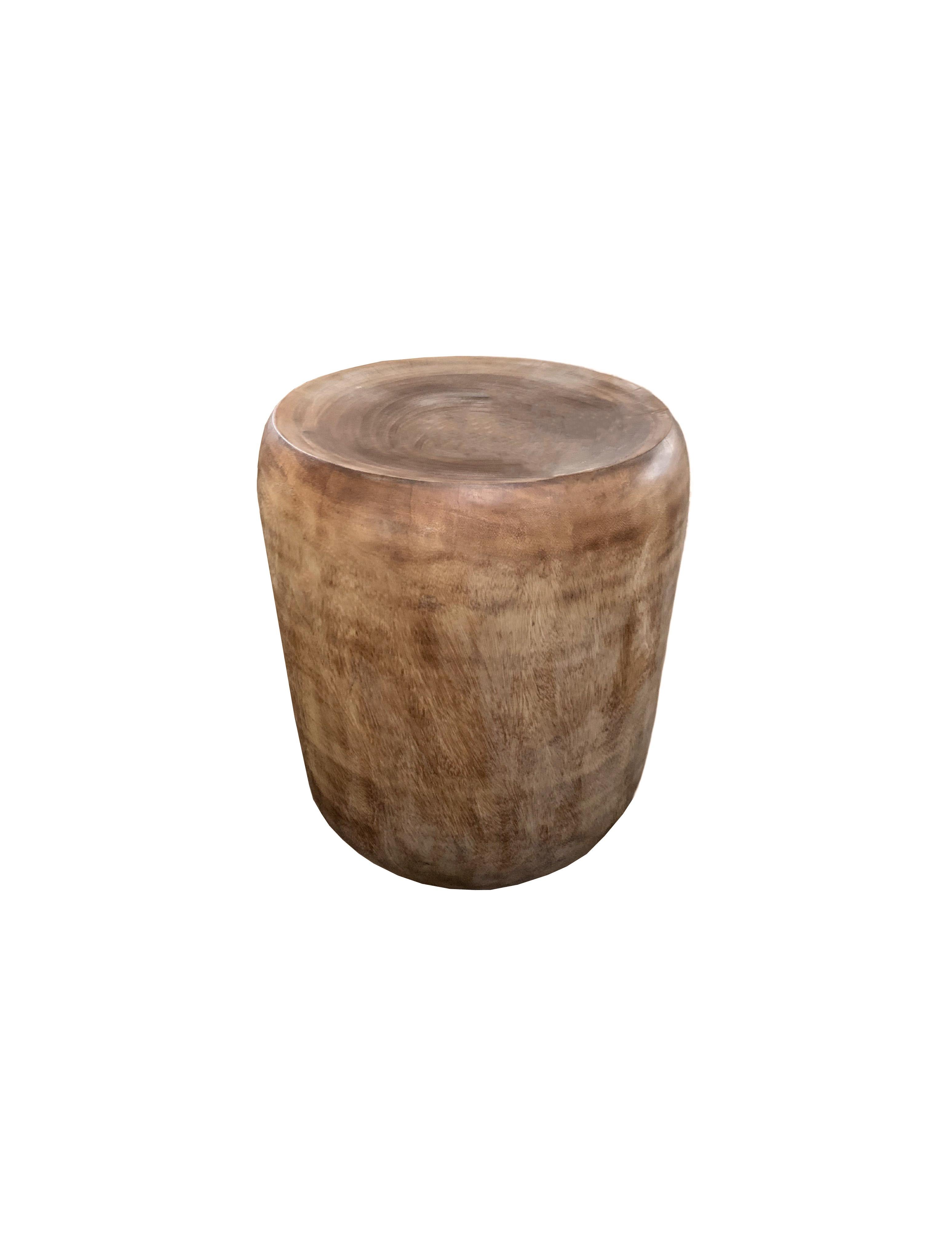 Hand-Crafted Sculptural Side Table / Stool Solid Mango Wood For Sale