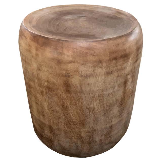Sculptural Stool / Side Table Carved from Solid Mango Wood Modern ...