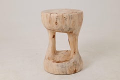 Sculptural Side Table, Stool, Solid Wood, Contemporary Design, Logniture