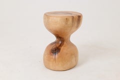Sculptural Side Table, Stool, Solid Wood, Walnut, Contemporary Design, Logniture