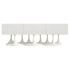 Sculptural Sideboard with Organic Textured Resin Base In Plaster Finish