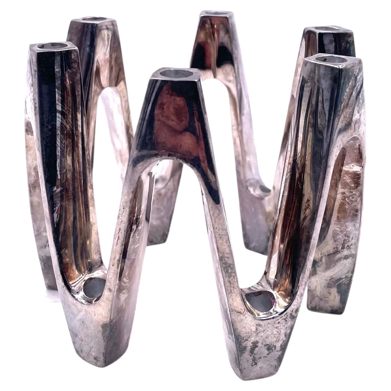 Sculptural Silver Plated Candle Holder by Jens Harald Quistgaard for Dansk