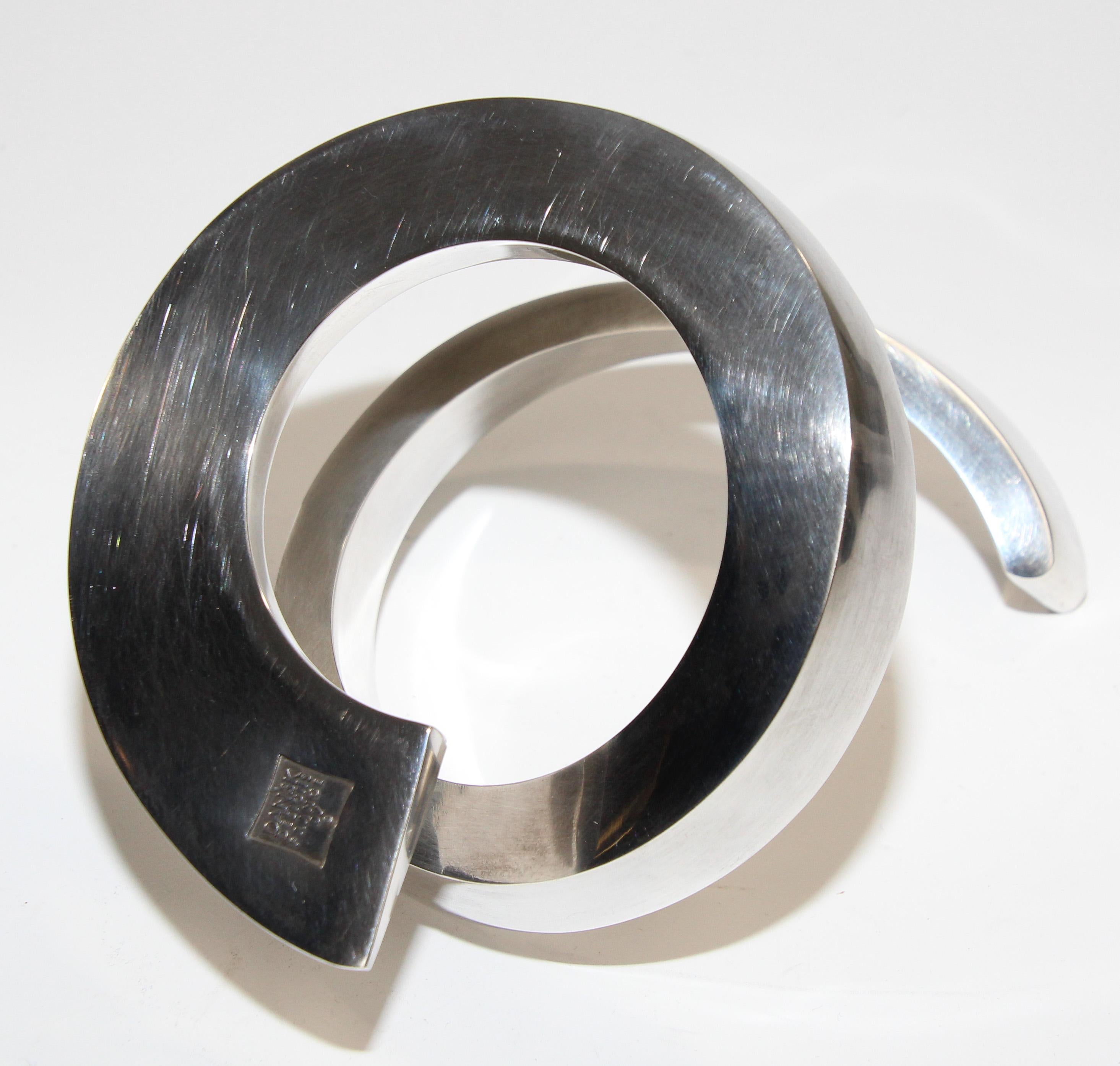 XX secolo Portacandele scultoreo a spirale placcato argento di Bertil Vallien per Dansk Designs in vendita