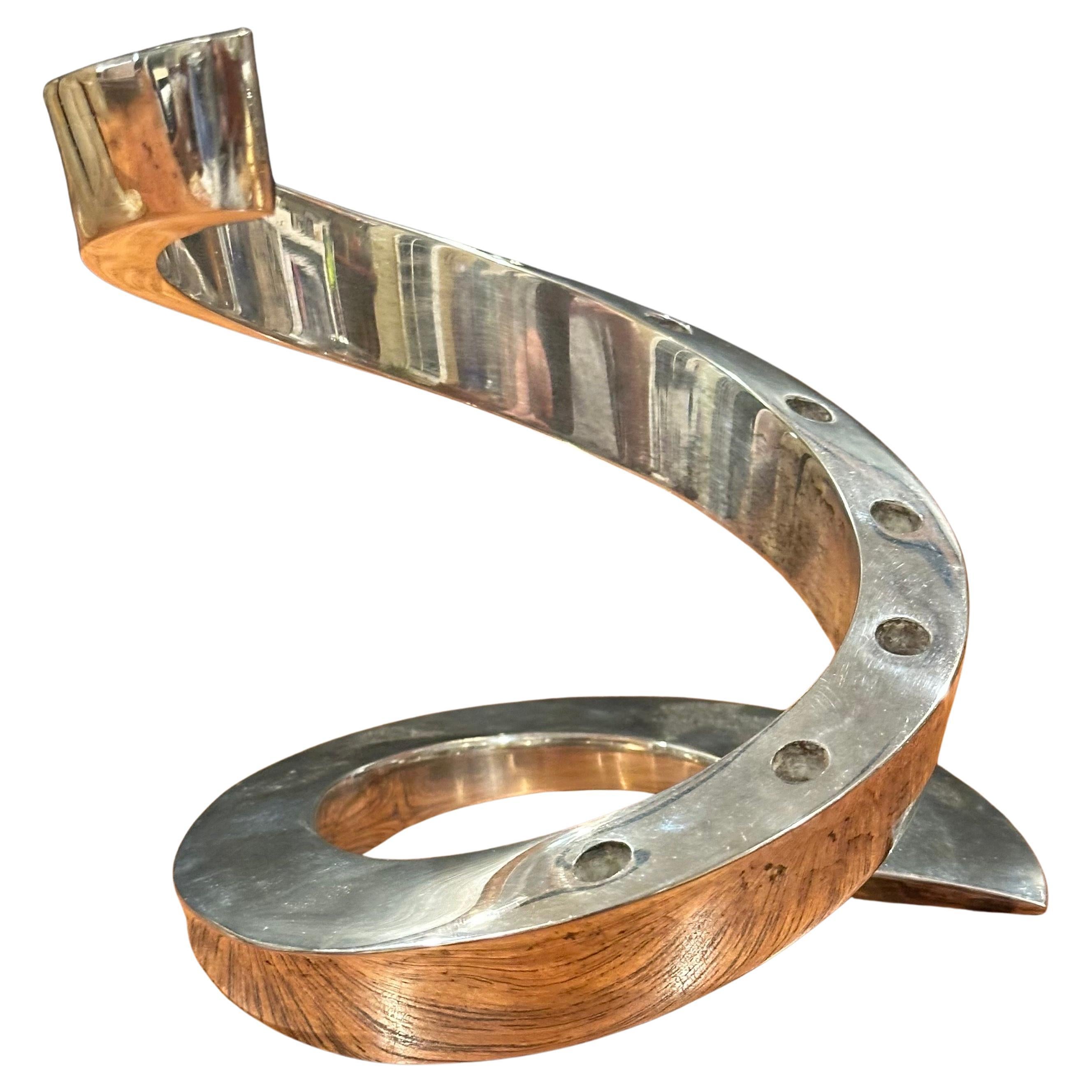 Scandinave moderne Porte-bougies sculpturale en métal argenté de Bertil Vallien pour Dansk en vente