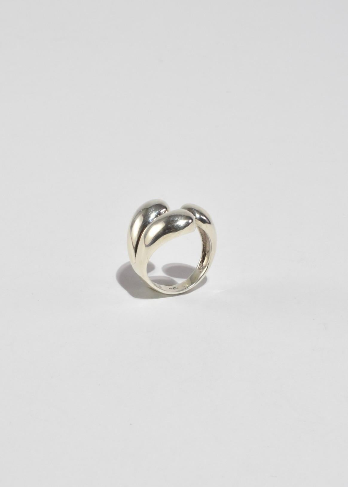 Sculptural Silver Ring For Sale 1