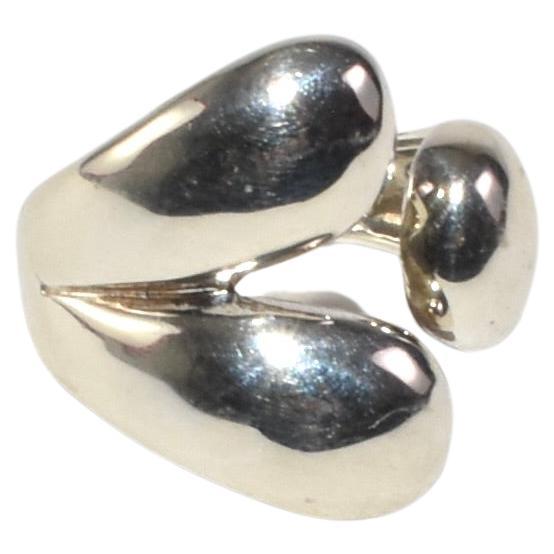 Sculptural Silver Ring For Sale