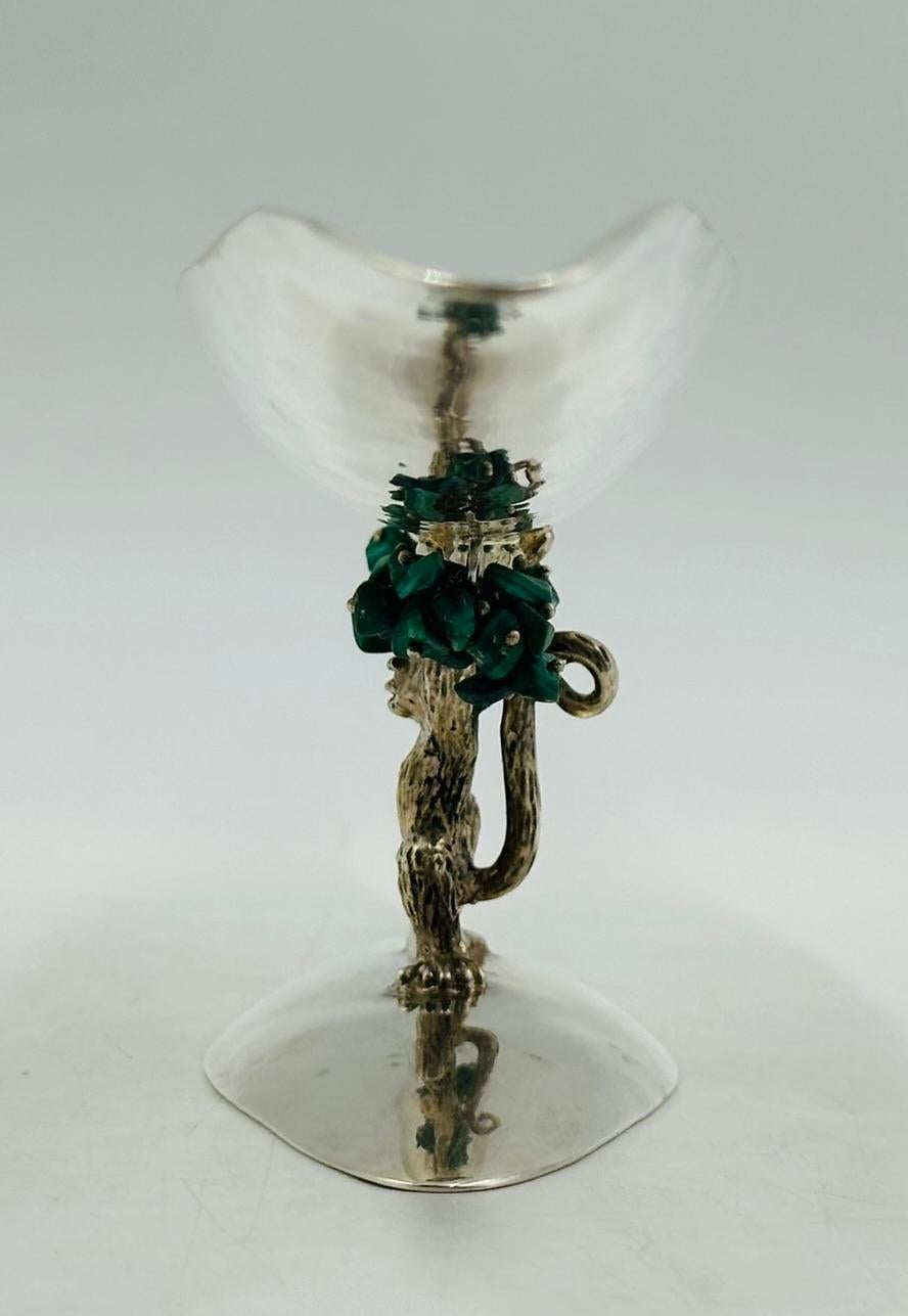 Argent Bol sculptural en argent et turquoise d'Emilia Castillo, Mexique, années 1980 en vente