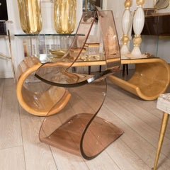 Chaise sculpturale en lucite fumée "Dumas"