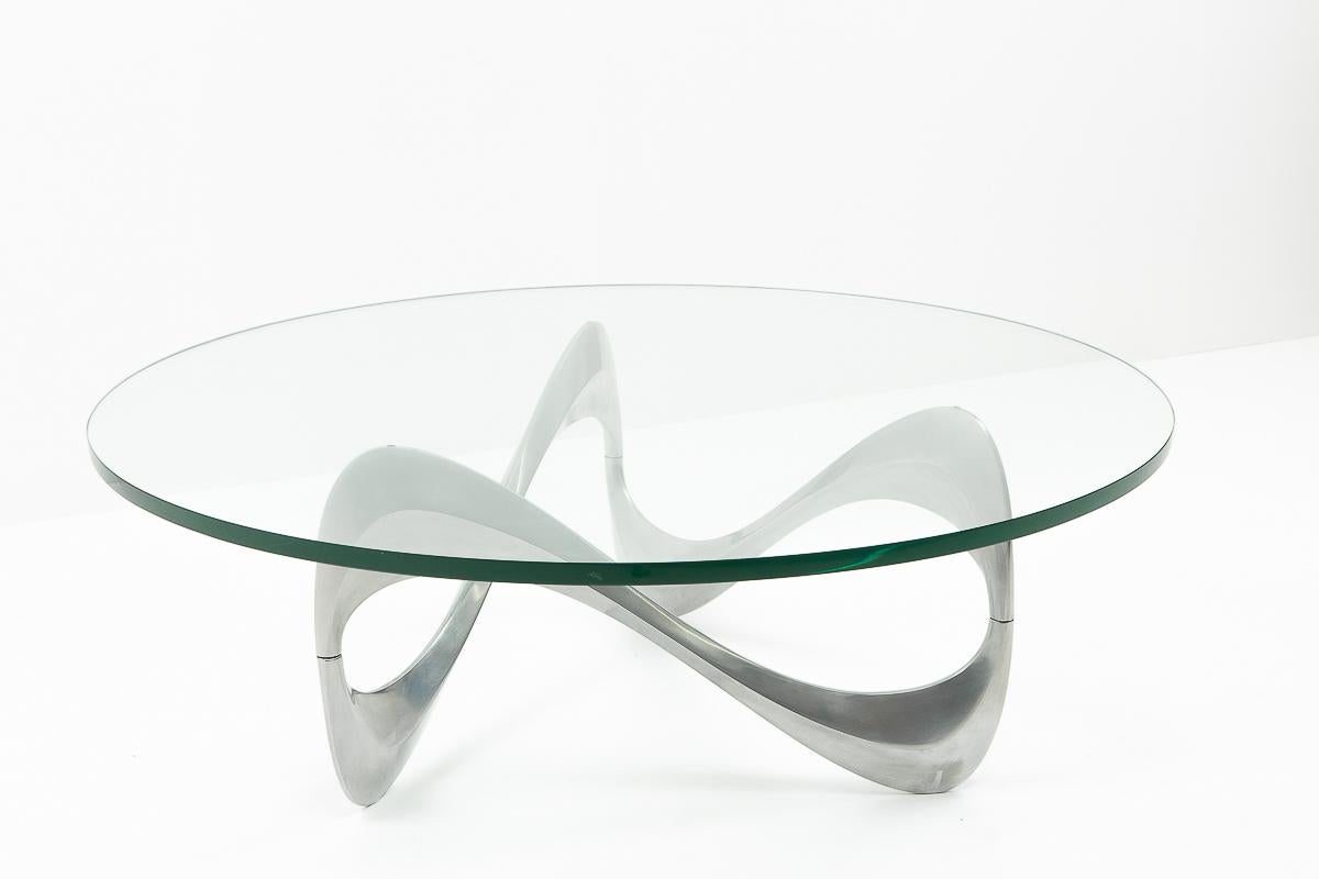 Sculptural Snake Coffee Table by Kurt Hesterberg, Germany 1980s In Good Condition In Renens, CH