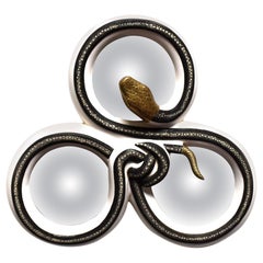 Sculptural "Snake" Design Shagreen Convex Mirror