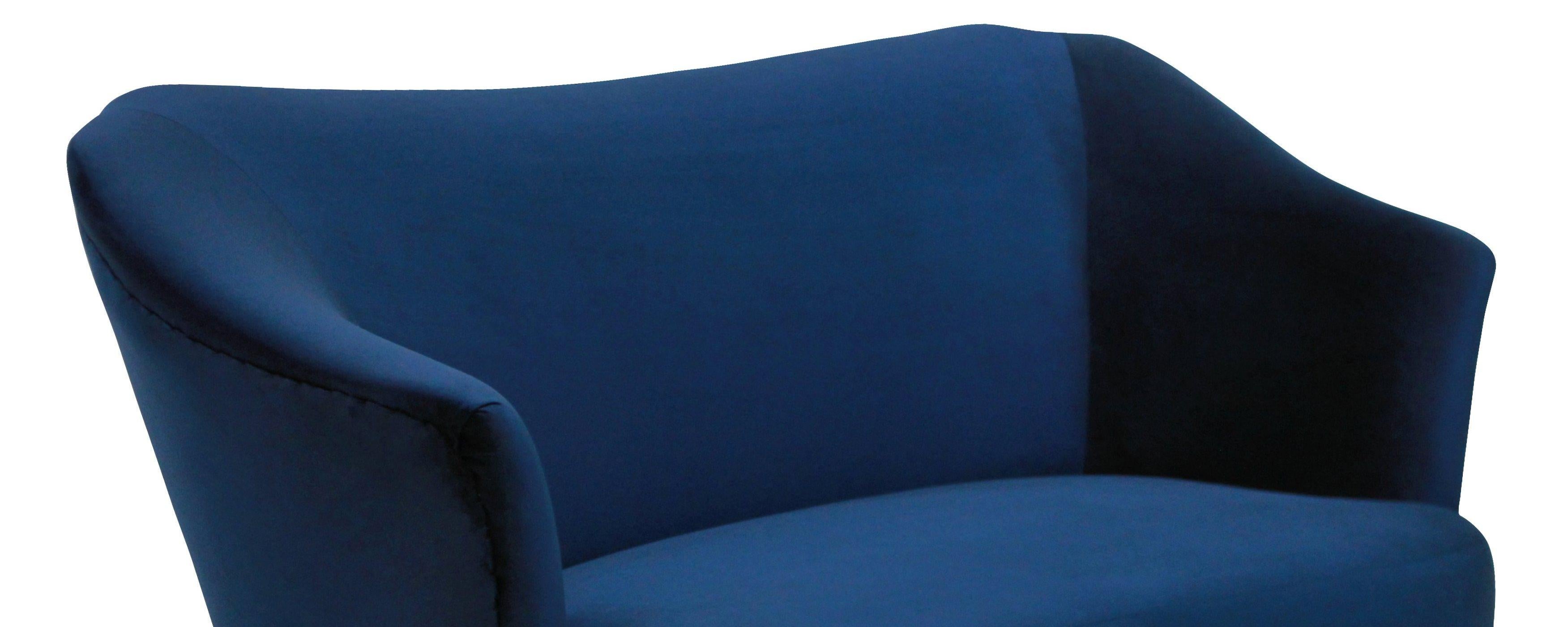 Mid-Century Modern Sculptural Sofa by ISA in Blue Velvet