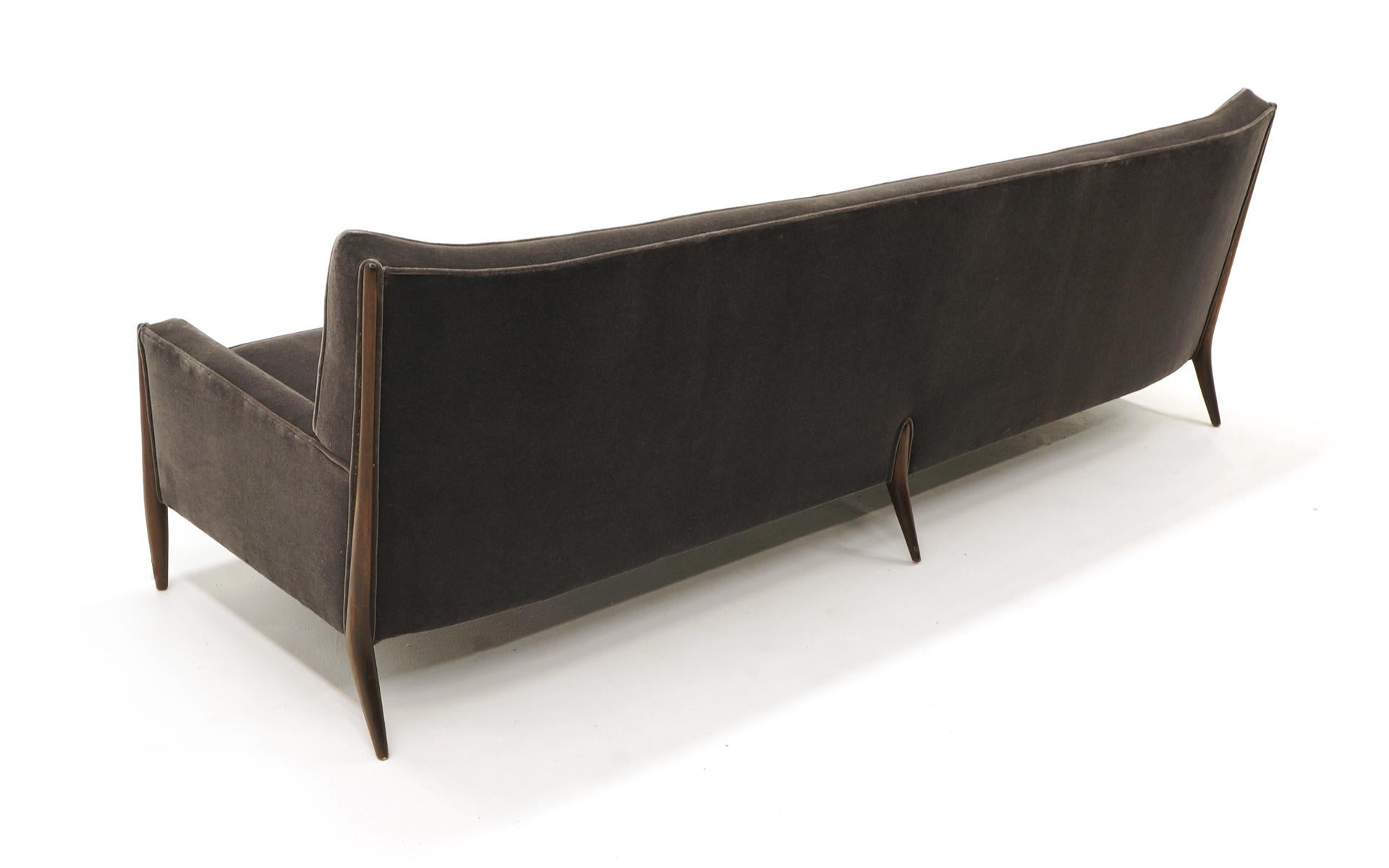 Sculptural Sofa by Jules Heumann in Charcoal Gray Mohair In Good Condition In Kansas City, MO