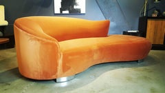 Sculptural Sofa by Weiman, fully restored in Tangerine Velvet 