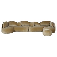 Sculptural Sofa In Velvet By Wiener Werkstätte, Austria 1970s
