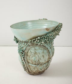 Sculptural Soft Green Glazed “Pallini” Vase by Matteo Giampaglia, Italy 2023