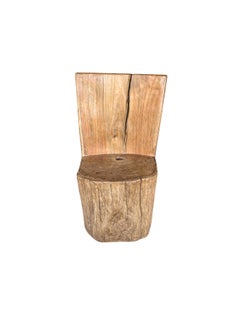 Hand-Crafted Solid Teak Wood Chair, Sculptural Design from Indonesia