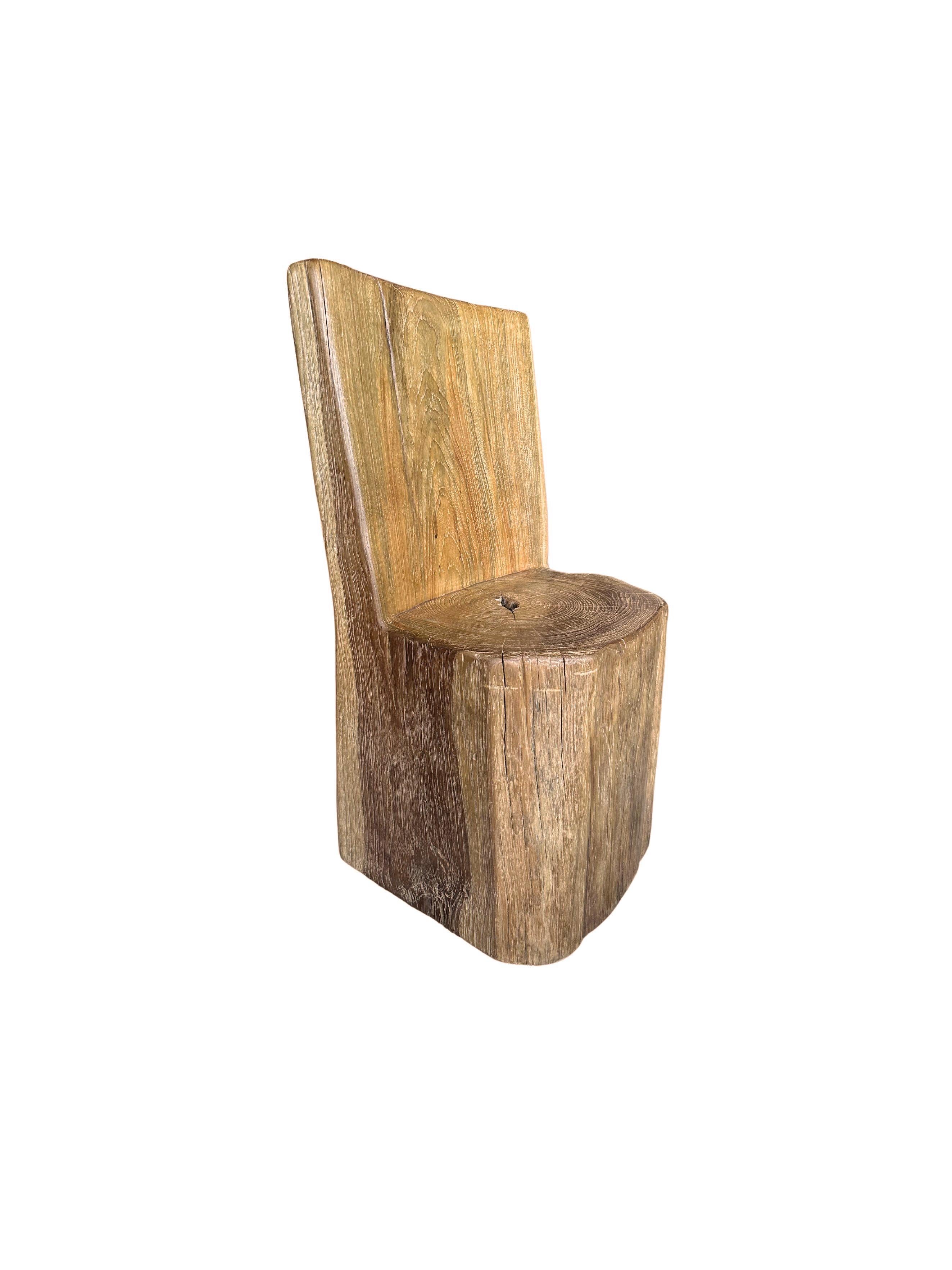 Hand-Crafted Sculptural Soild Teak Wood Chair For Sale